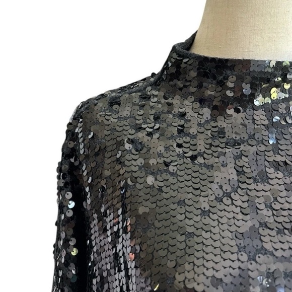 Anthropologie Alani Cashmere Mock Neck Sweater Sequin Edition Black Size XS New - Picture 4 of 10
